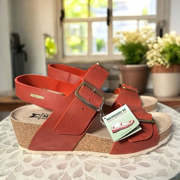 Mephisto Full- Grain Leather Violett Wedge Heel Sandal - Picture 14 of 15